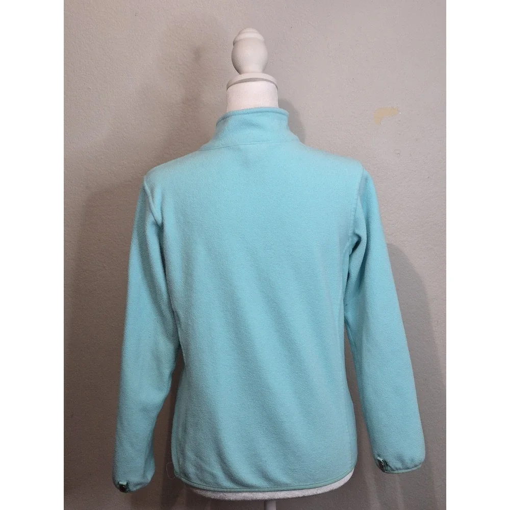 The North Face Denali Jacket Girls large 14/16 Aqua Green Pockets Fleece Youth